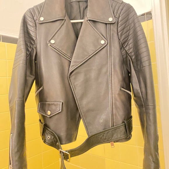 Zara Black Leather Jacket - Picture 1 of 8